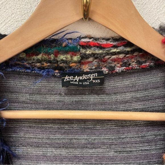 Vintage Lee Andersen Knit Multi Print Long Cardigan Made In USA Sz XXS - Picture 3 of 7